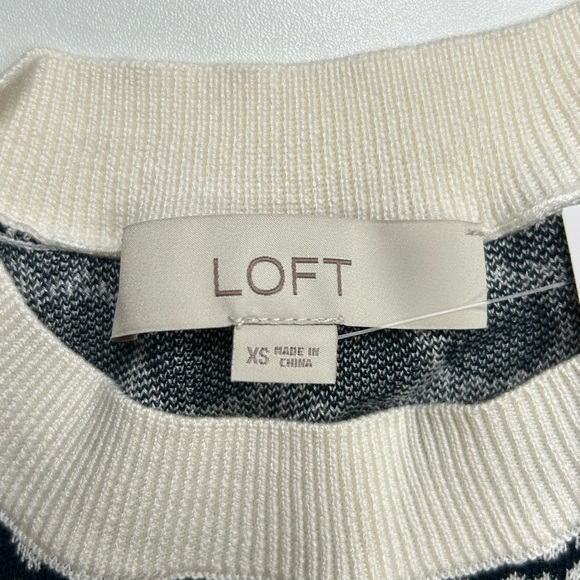 LOFT NWT Heart Dot Crewneck Sweater Size XS‎ White Navy Office Valentines Day - Picture 11 of 12